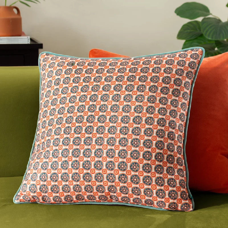 Onika Square Geometric Cushion Blue