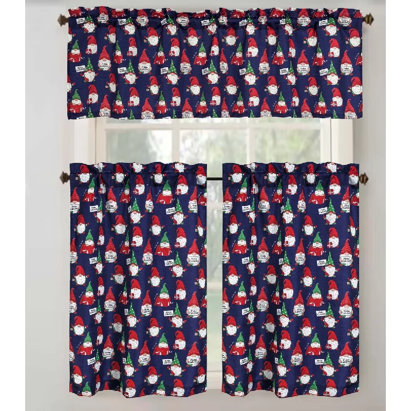 Christmas Holiday Gnomes Kitchen Curtain