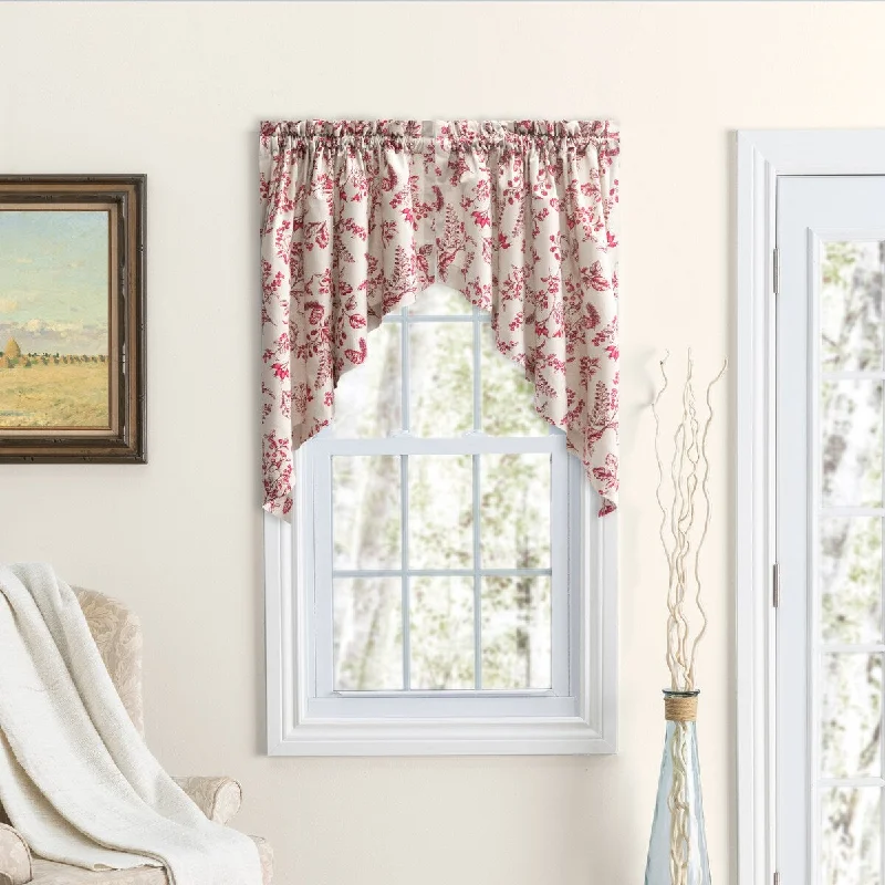 Waverly Gardens Rod Pocket with header Kitchen Curtains - Tier, Swag or Insert Valance (Sold Separately)