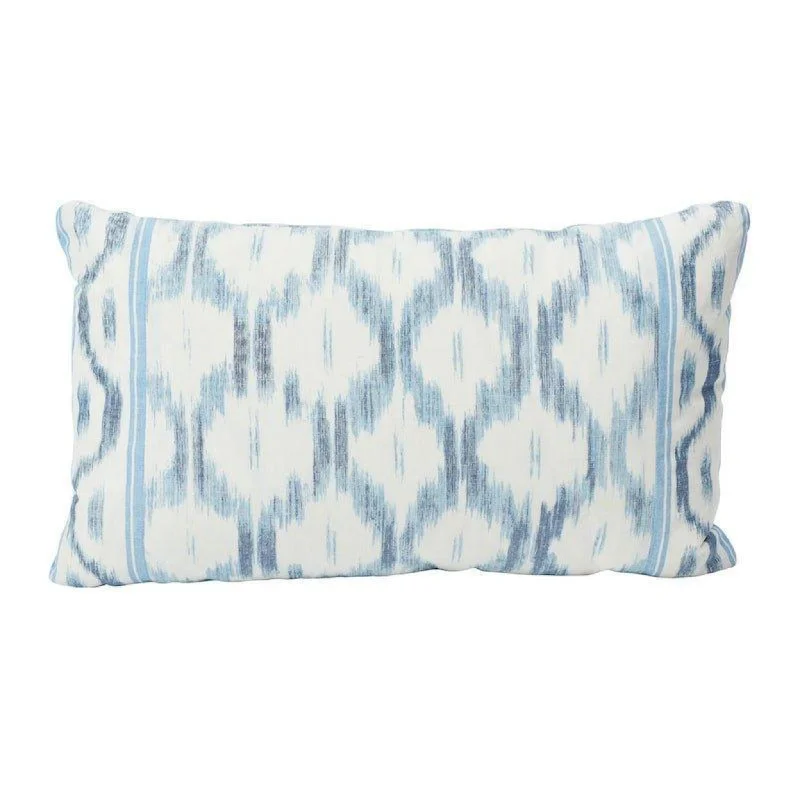 Blue & White Santa Monica Ikat Lumbar Throw Pillow