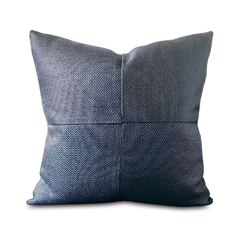 Denim Blue Geometric Chevron Throw Pillow Cover 20x20