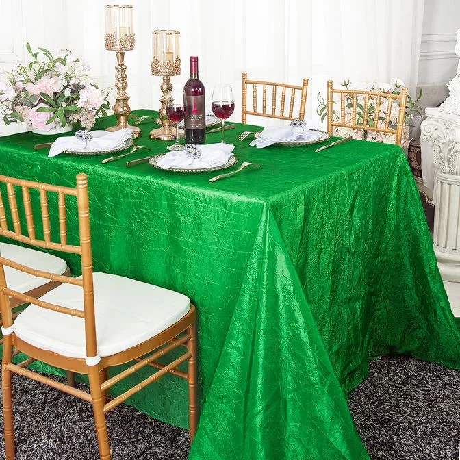 90"x156" Seamless Rectangular Crushed Taffeta Tablecloth - Emerald Green (1pc)