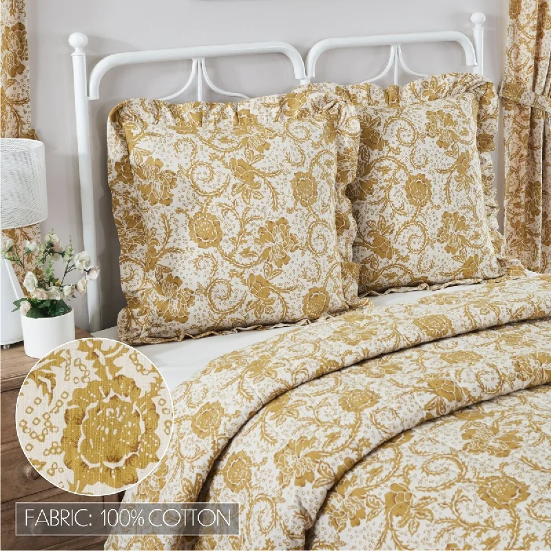 Dorset Gold Floral Fabric Euro Sham 26x26