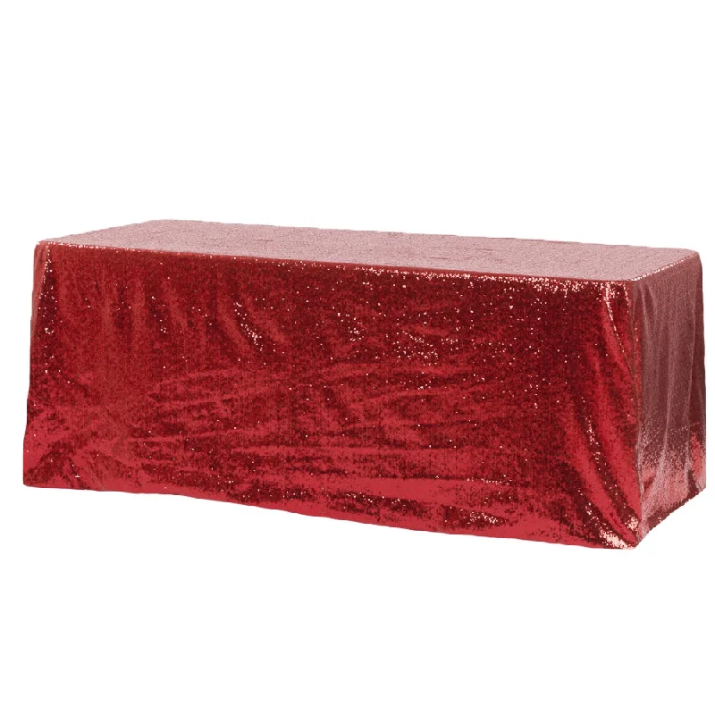 Glitz Sequin 90"x132" Rectangular Tablecloth - Apple Red