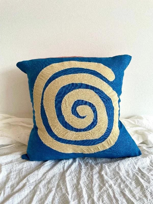 Indigo Swirl Plant Dyed Linen Pillow Cover Sample Sale