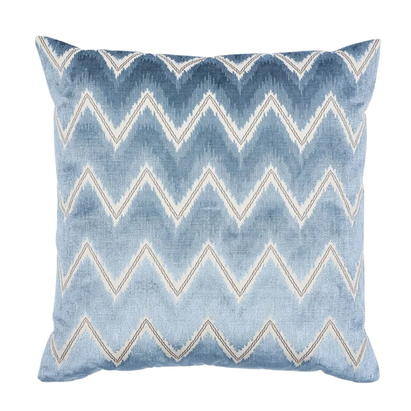 Blue Velvet Chevron Patterned 18" Throw Pillow