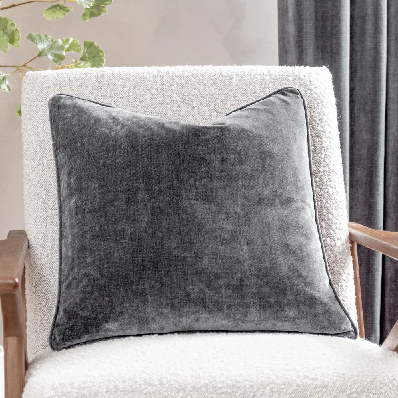 Heavy Chenille Piped Cushion Charcoal