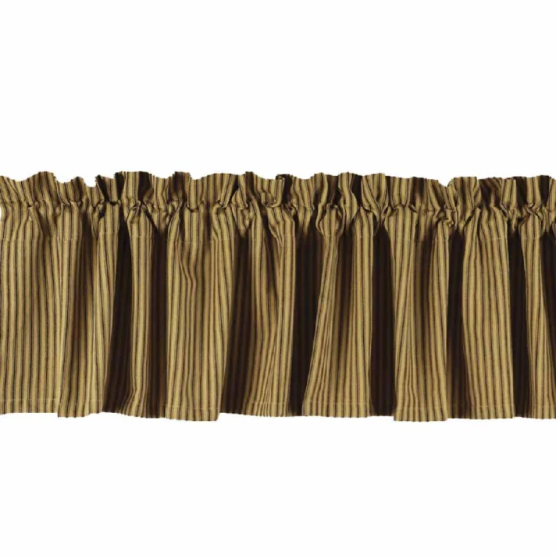 Black Nutmeg York Ticking Valance Lined VL880011