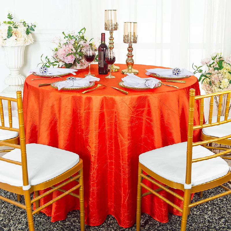 132" Round Crushed Taffeta Tablecloth - Orange (1pc)