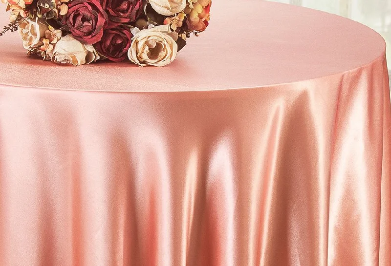 132" Round Heavy Duty Satin Tablecloth - Rose Pink (1pc)