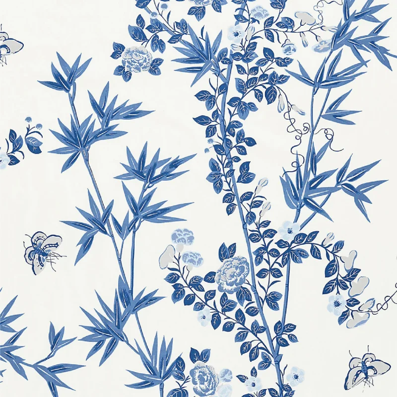 Jardin De Chine Fabric in Porcelain Blue & White