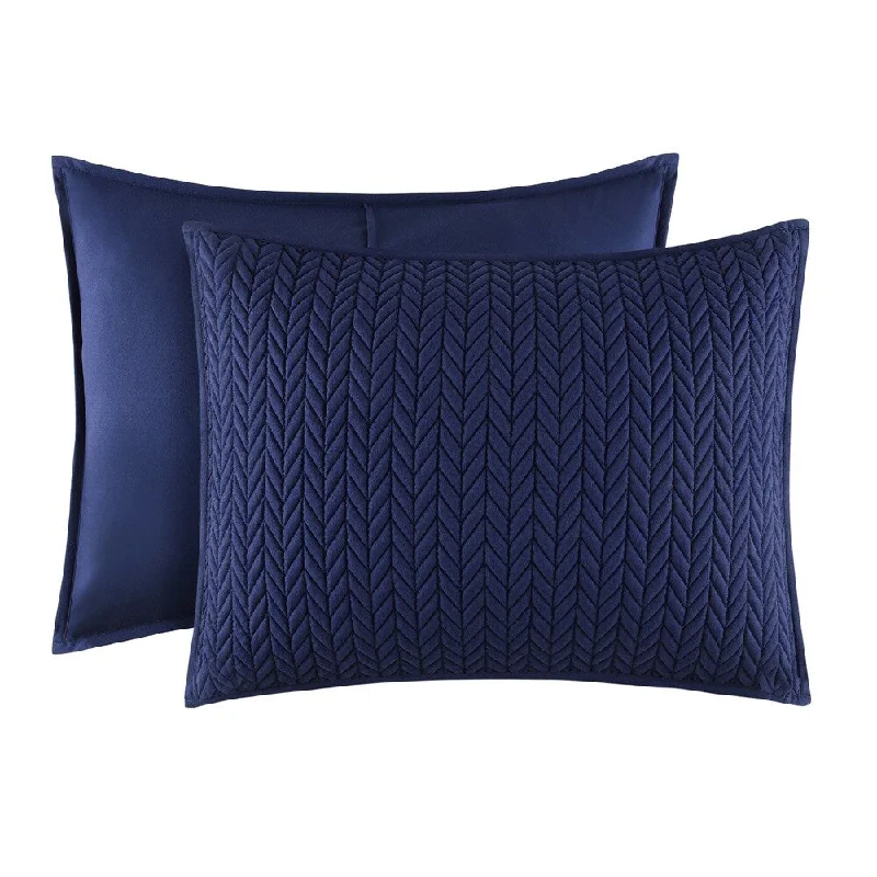 Five Queens Court Catori Indigo Quilted Standard-size Sham