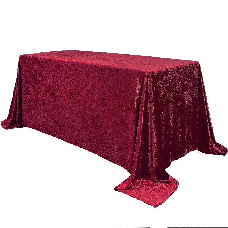 90 x 156 Inch Rectangular Crushed Velvet Tablecloth Burgundy