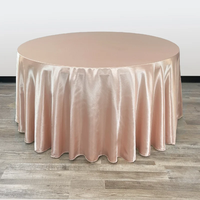 120 inch Round Satin Tablecloth Blush