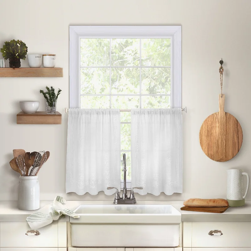 Elrene Cameron Rod Pocket Kitchen Curtain Tier Set of Two