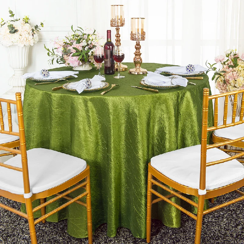 132" Round Crushed Taffeta Tablecloth - Moss Green (1pc)