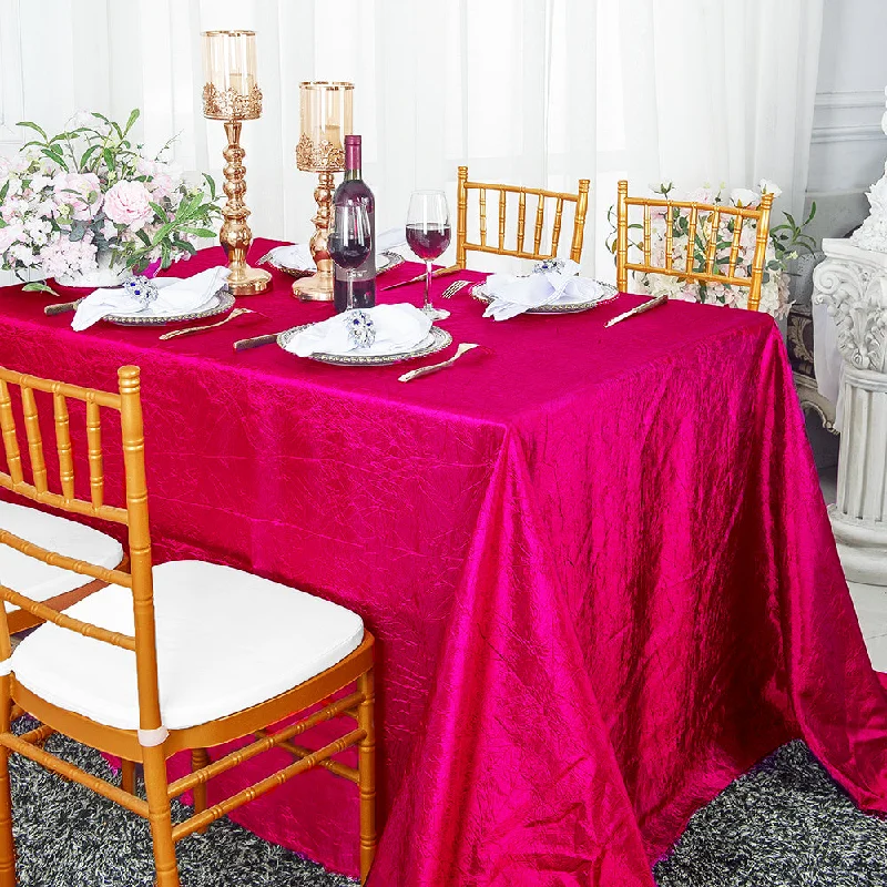 90"x156" Seamless Rectangular Crushed Taffeta Tablecloth - Fuchsia (1pc)