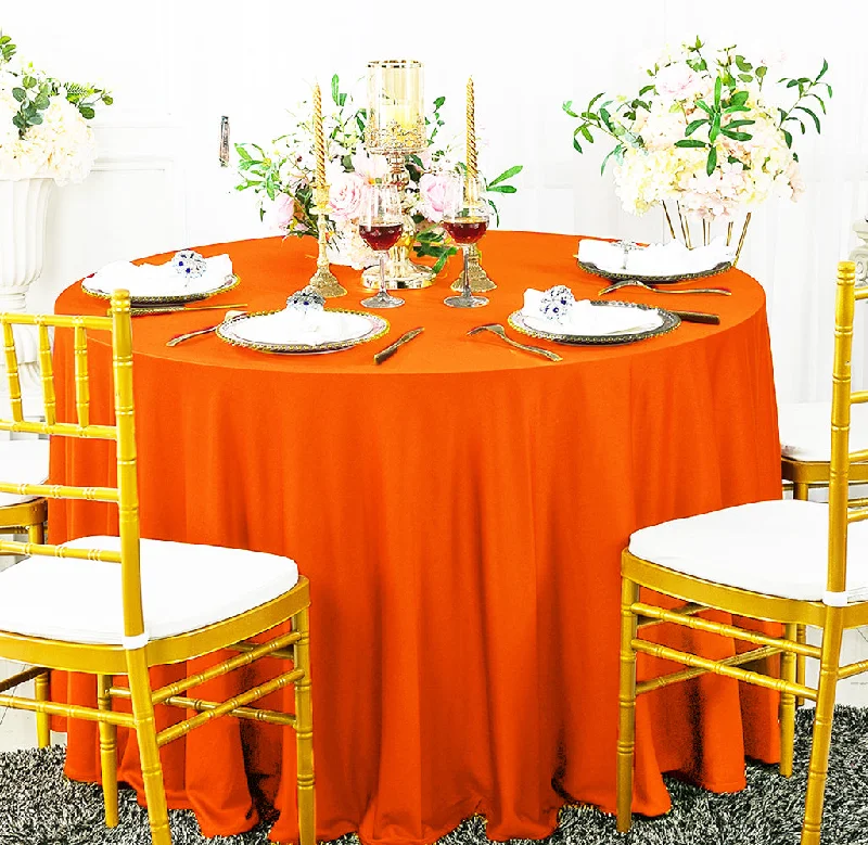 132" Round Scuba (Wrinkle-Free) (240 GSM) Tablecloth - Orange (1pc)