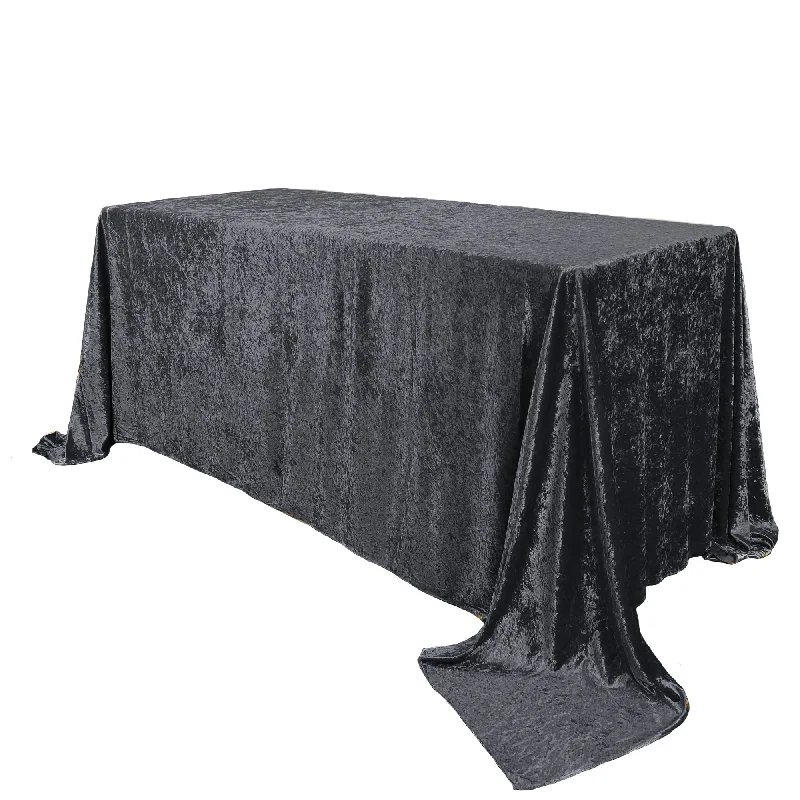 90 x 156 Inch Rectangular Crushed Velvet Tablecloth Black