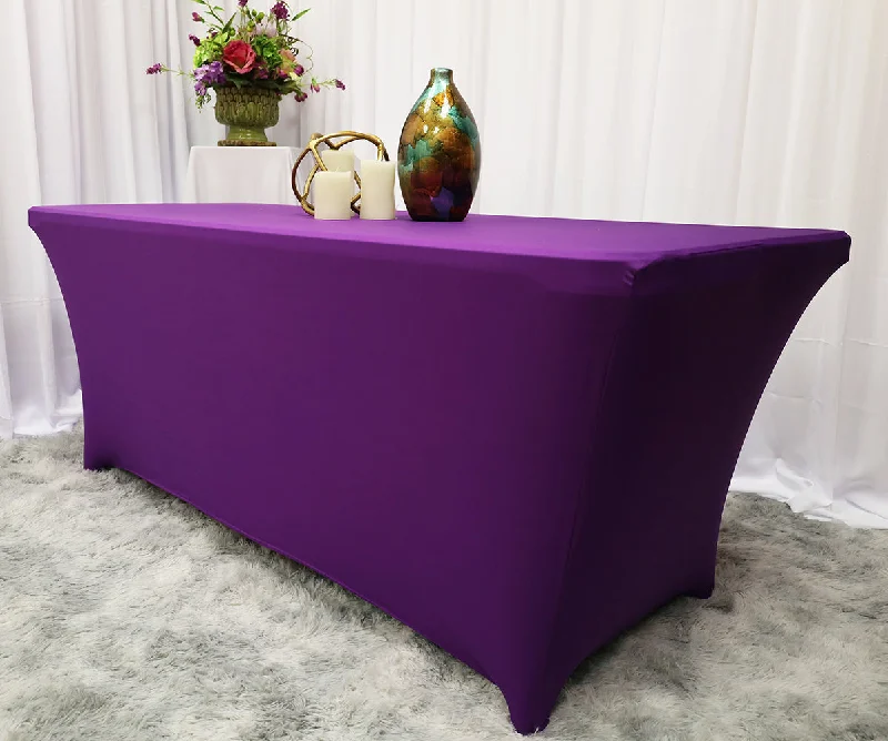 6 Ft Rectangular Spandex (220 GSM) Table Cover - Purple (1pc)