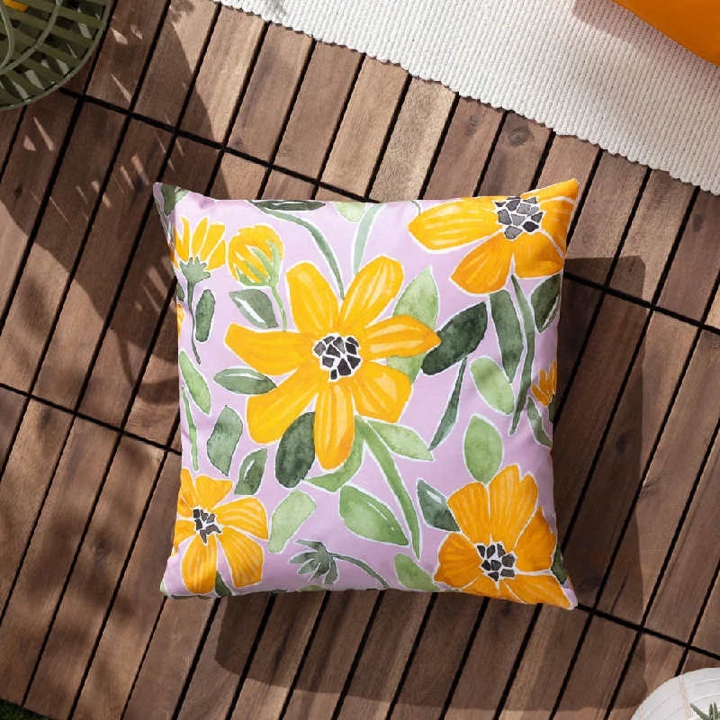 Flowers Trending Outdoor Cushion Lilac/Orange