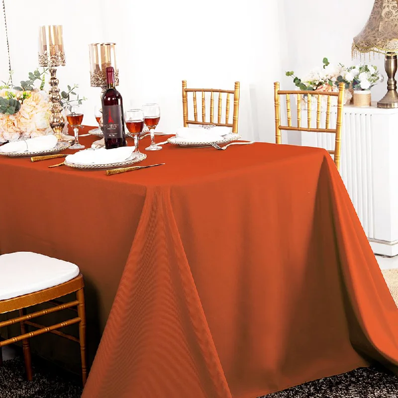 90"x132" Seamless Rectangular Polyester (220 GSM) Tablecloth - Rust/Burnt Orange (1pc)