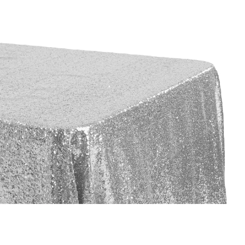 Glitz Sequin 90"x132" Rectangular Tablecloth - Silver