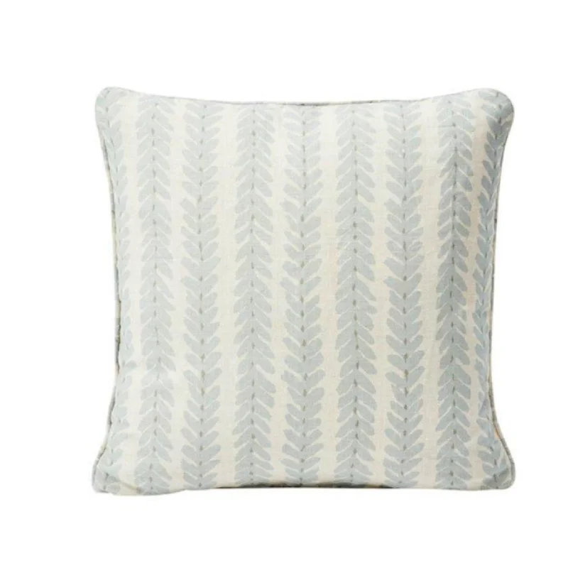 Sky Blue Woodperry Vining 20" Linen Throw Pillow