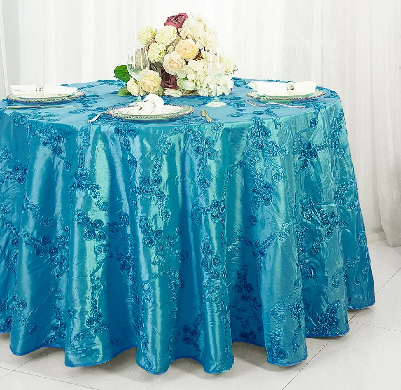 132" Round Ribbon Taffeta Tablecloth - Turquoise (1pc)