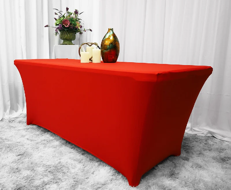 6 Ft Rectangular Spandex (220 GSM) Table Cover - Red (1pc)