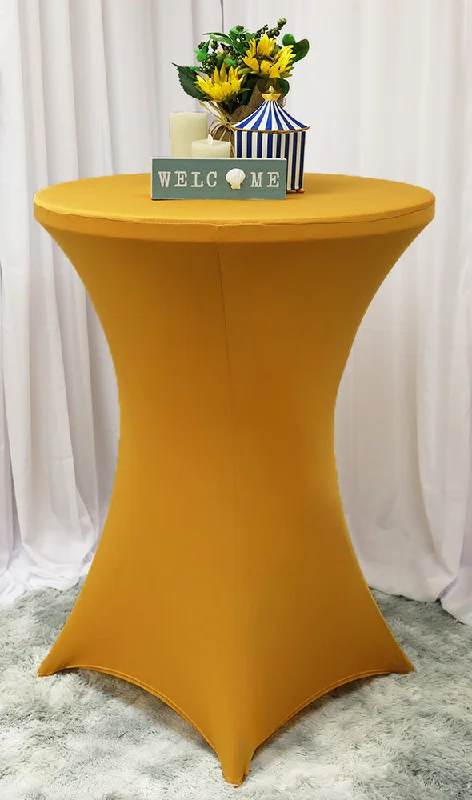 36"x42" Cocktail Spandex Table Cover - Gold (1pc)