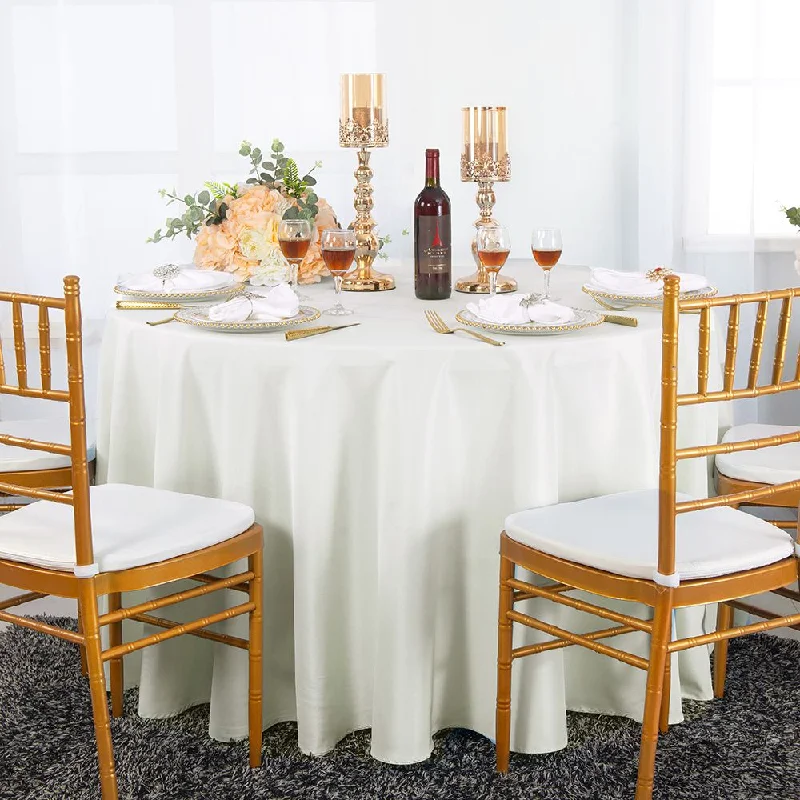 120" Seamless Round Polyester (220 GSM) Tablecloth - Ivory (1pc)