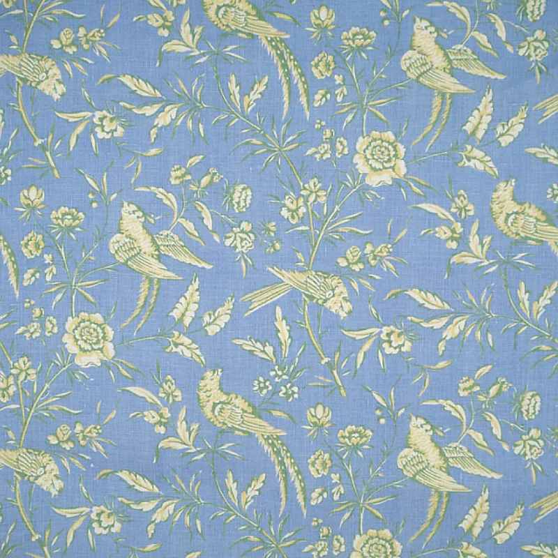 Aviary Linen Fabric in Sky Blue