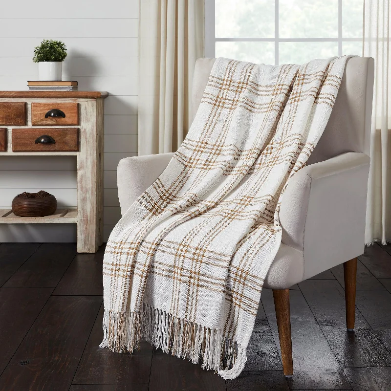 Wheat Plaid Woven Throw 60x50 VHC Brands