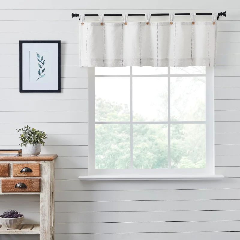 Stitched Burlap White Valance Curtain 16x60 VHC Brands