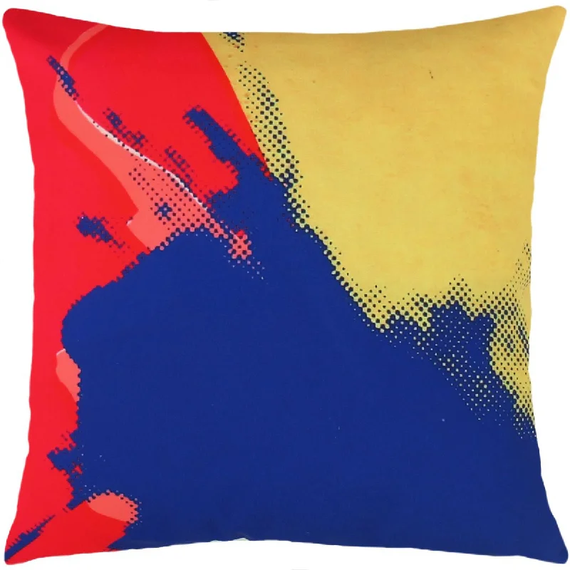 Andy Warhol Art Pillow in Red, Blue, & Yellow design by Henzel Studio