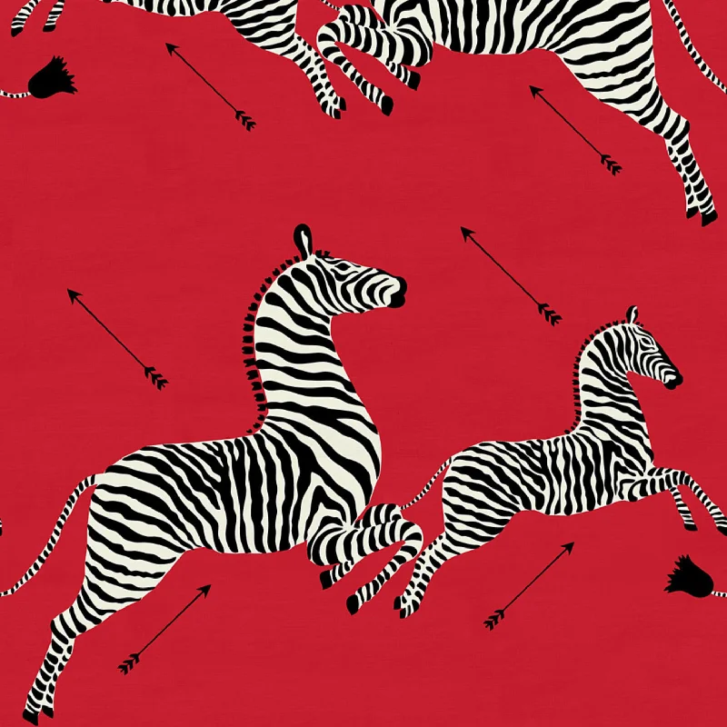 Zebras Fabric in Masai Red