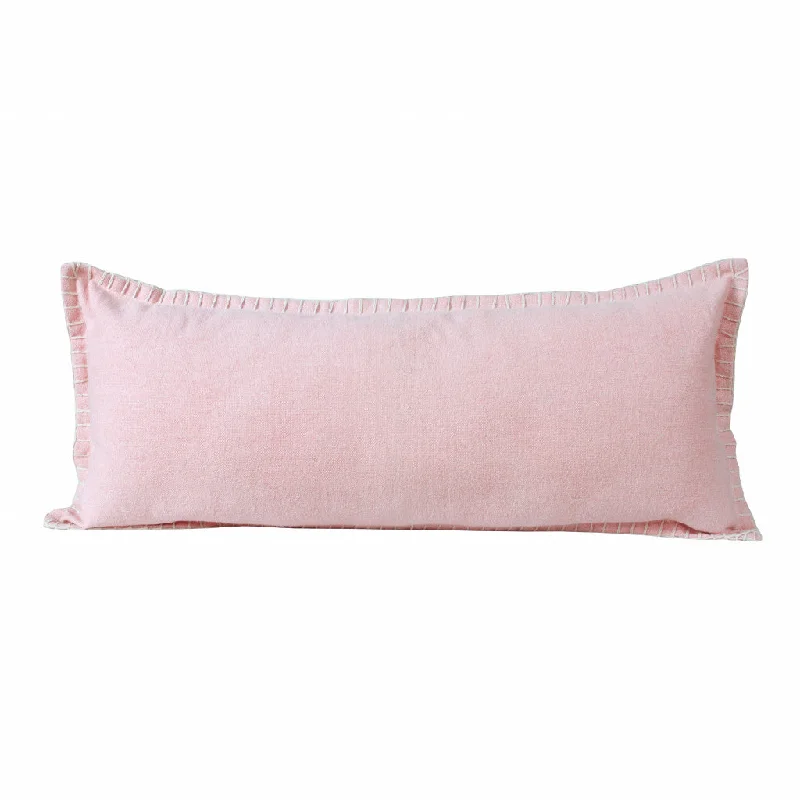 14" X 36" Light Pink 100% Cotton Zippered Pillow