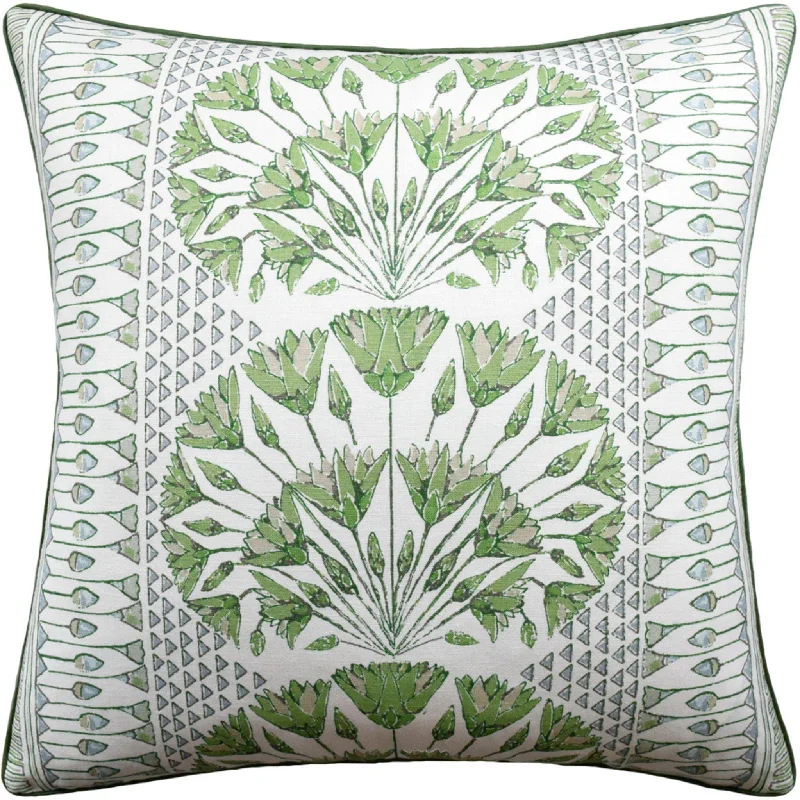 Cairo Square Decorative Pillow in Green and White