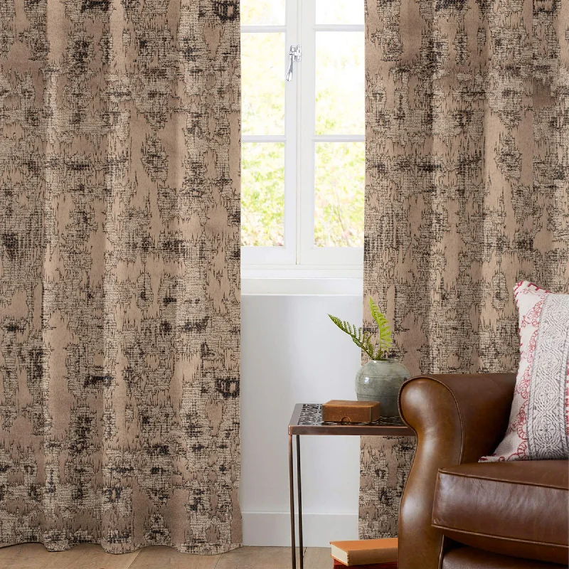 Beaver Brown Self Textured Jacquard Premium Curtain Fabric (Width 48 Inches)