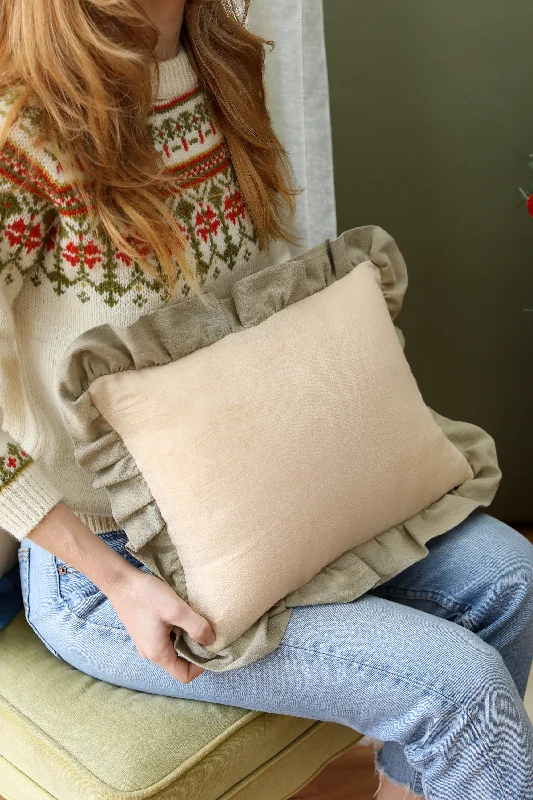 Sage Ruffle Lumbar Pillow