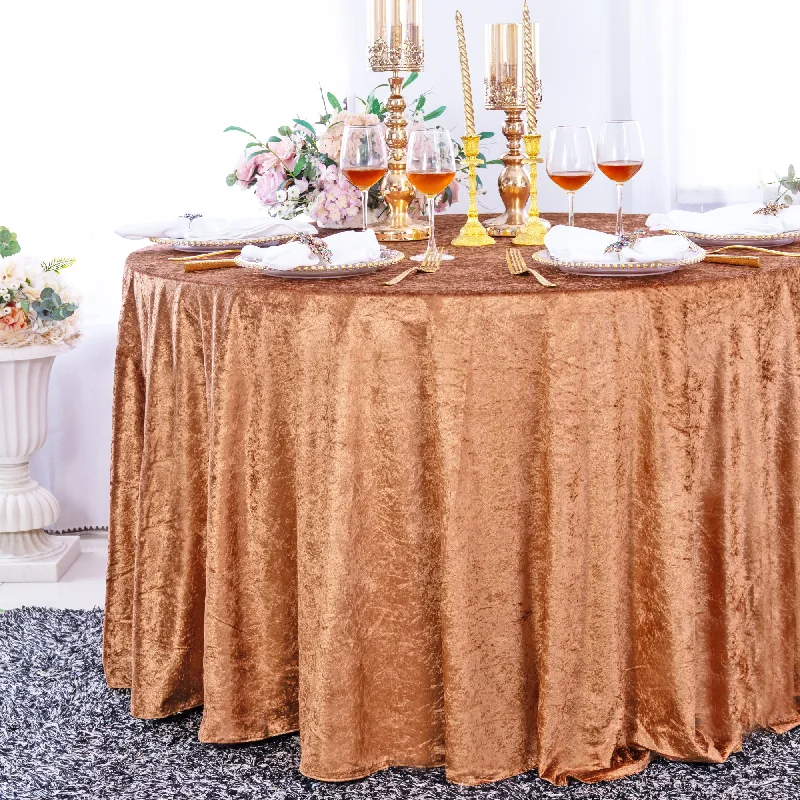 120" Round Ice Crushed Velvet (200 GSM) Tablecloth - Copper (1pc)