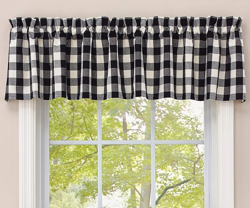 Checkerboard Star Check Valance Buffalo Check Lined - Black & Cream Park designs