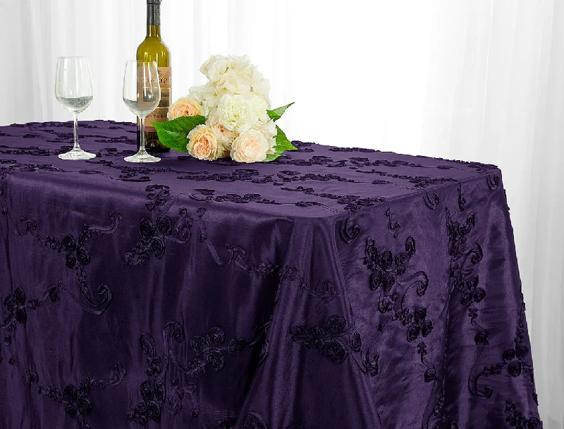 90"x156" Seamless Rectangular Ribbon Taffeta Tablecloth - Eggplant (1pc)