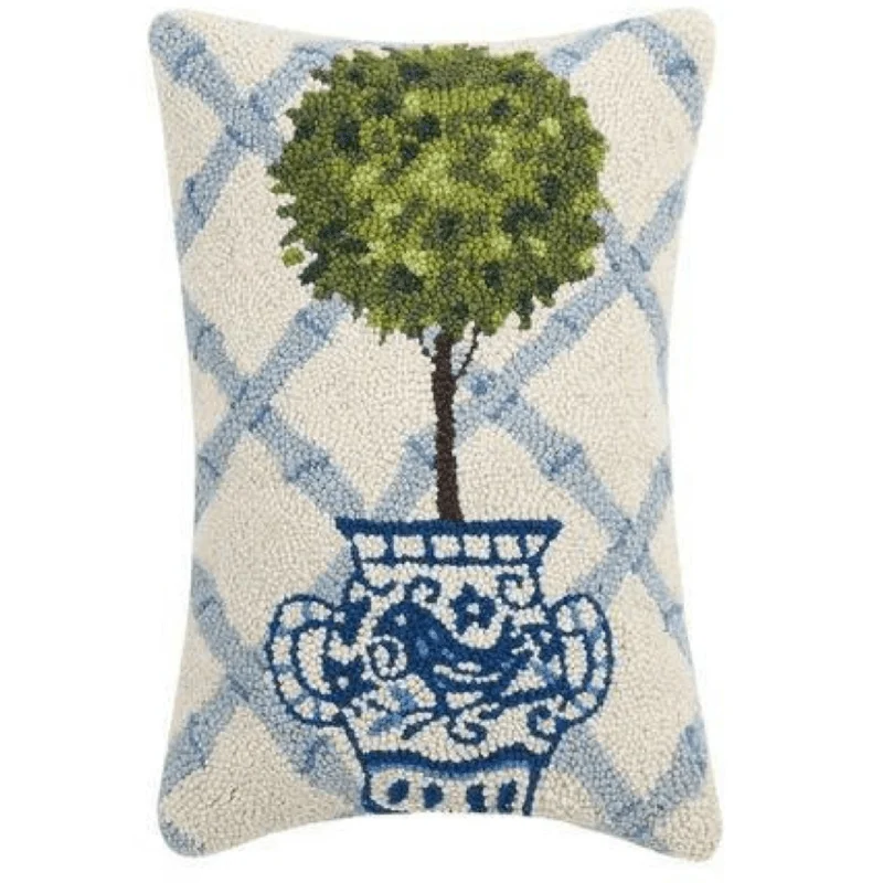 Blue Topiary Decorative Throw Pillow