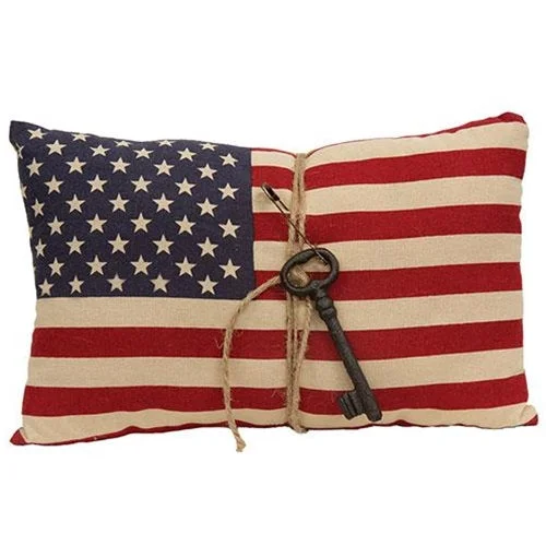 American Flag Pillow w  Antiqued Key