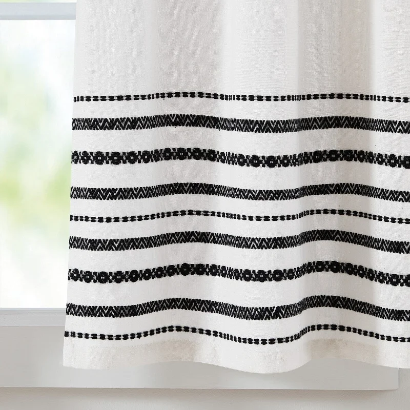 Curtainworks Global Woven Stripe 3-Piece Valance And Tiers Set