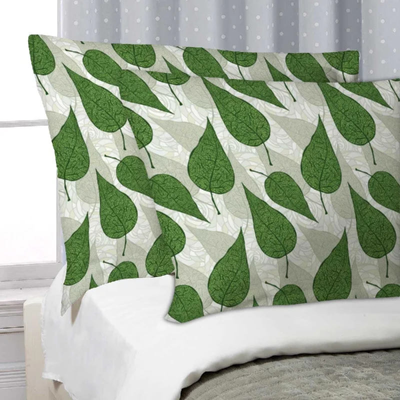 ArtzFolio Hand Drawn Green Leafs Pillow Cover Case