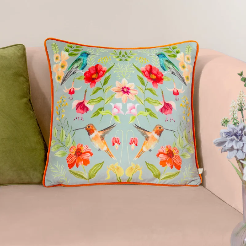 Nectar Garden Blossom Piped Velvet Cushion Multicolour