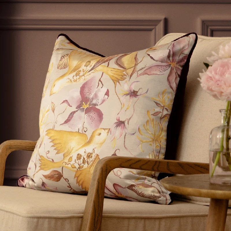 Floella Printed Piped Cushion Primrose